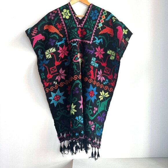 Vintage Colourful Embroidered Poncho Cape - Picture 1 of 8